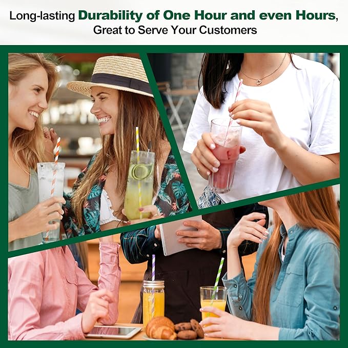10.25 Inch Long Disposable Paper Straws Biodegradable Individually Wrapped - Image 3