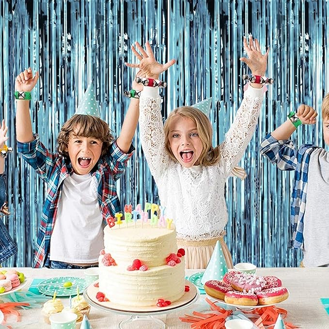 2 Pack Blue Pool Streamers Party Decorations Ocean Beach Theme Tinsel Backdrop - Image 3