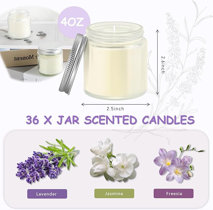 ACITHGL 36 Pcs 4oz Mini Mason Jar Candles Small Scented Candles Bulk - Image 2