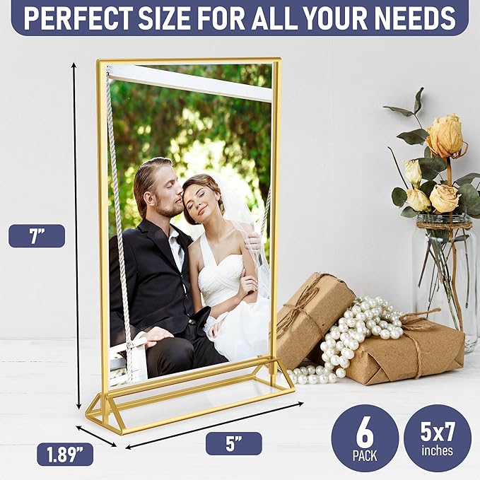 Gold Picture Frames Double-Sided, Menu Holders, and Photo Displays - Image 2
