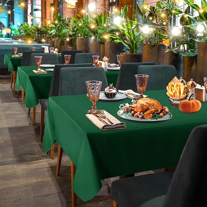 sancua 6 Pack Hunter Green Tablecloth 60 x 102 Inch, Rectangle 6 Feet Table - Image 2