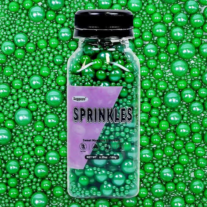 Christmas Edible Green Pearl Sprinkles, Edible Sugar Pearls - Image 8