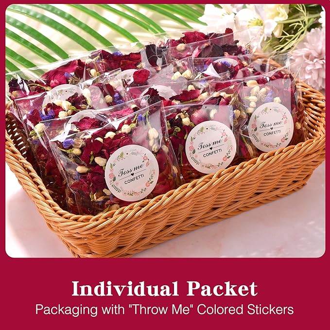 20 Pack Prefilled Confetti Packets, Biodegradable Flower Petals, Real Dried - Image 3