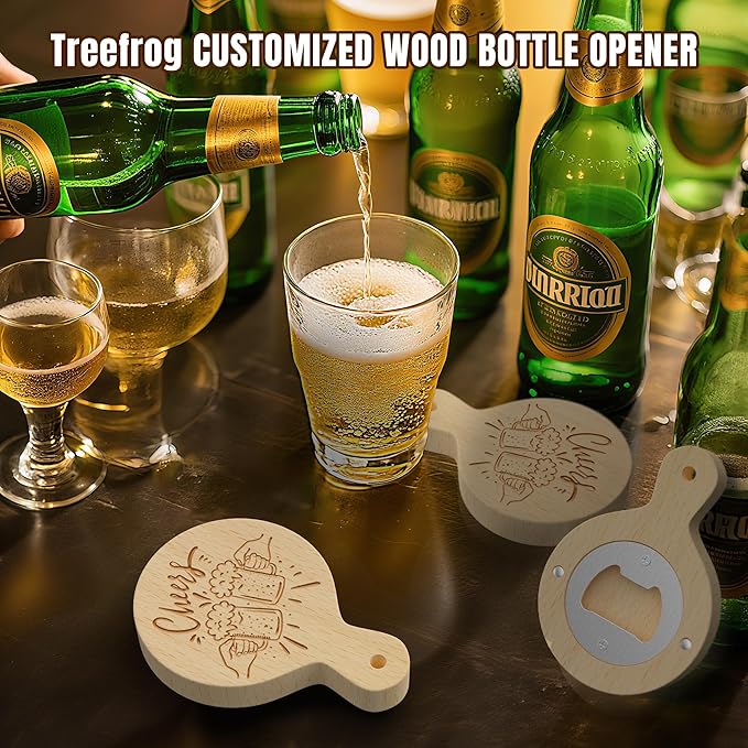 8 Custom Magnetic Bottle Opener Refrigerator, Personalized Engraved Wood Beer - Image 7