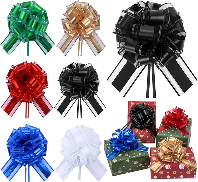 6 Pcs 6 Inch Black Pull Bows, Party Decorations, Crafts Easy-to-Use Pull Bows by Unknown
