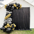 Black Sequin Backdrop Curtains 1 Panel 10FTx10FT Wedding Photo Backdrop Drapes by WISPET