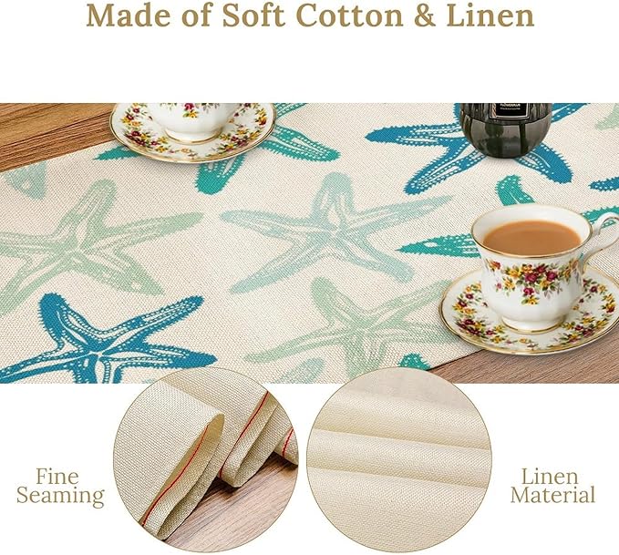 Starfish Plaid Table Flag Green Plaid and Marine Life Starfish Kitchen Table - Image 7