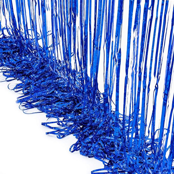BRAVESHINE Blue Tinsel Foil Fringe Curtains - Image 8