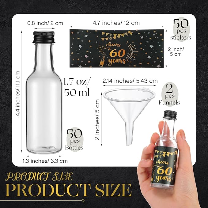 Vesici 50 Pack Mini Liquor Bottles 1.7oz Shot Mini Wine and Champagne Bottle - Image 2