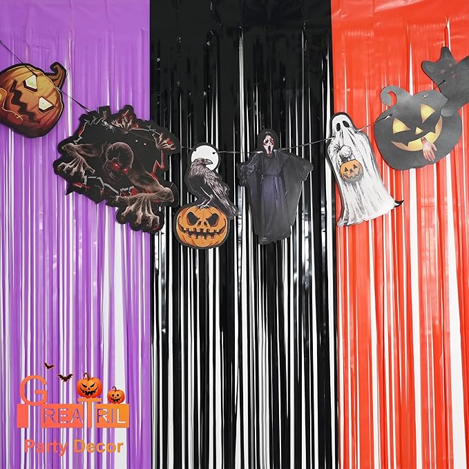 Black Purple Orange Party Streamers - Image 2
