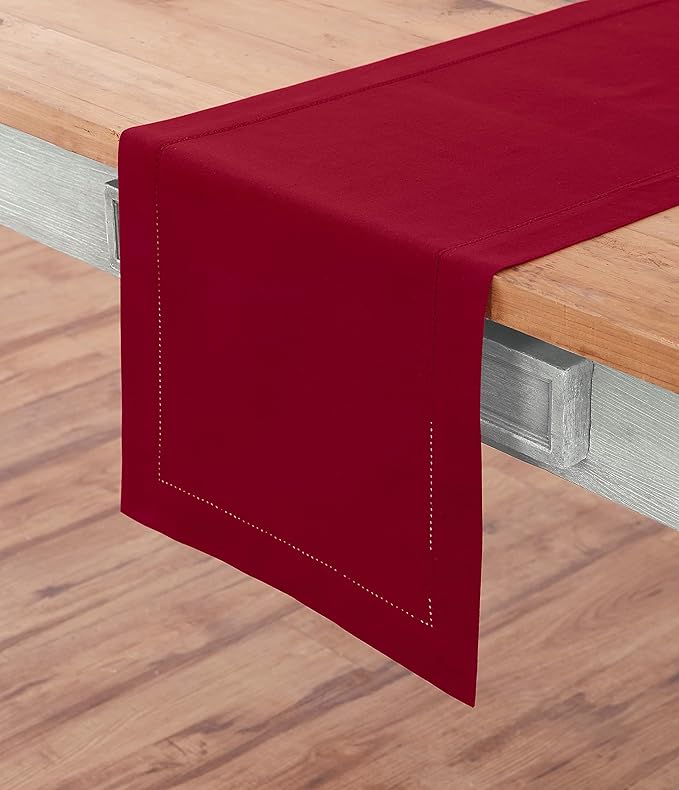 Solino Home Cotton Linen Red Table Runner 72 Inches Long - Image 2
