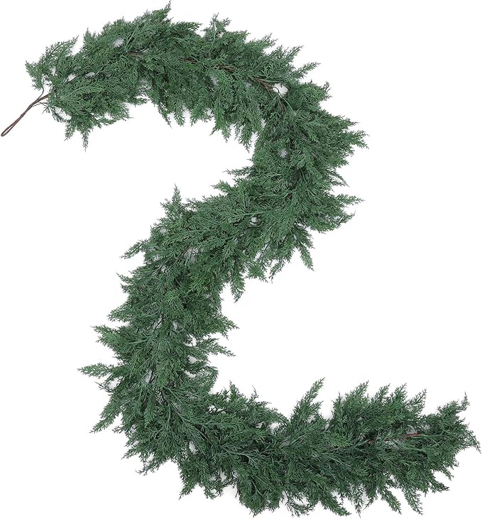 Hananona 9 FT Artificial Cedar Garlands, Real Touch Winter Cedar Pine Garland - Image 9