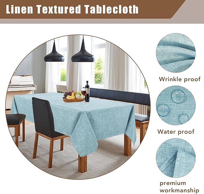 Fitable Textured Linen Tablecloths 2 Pack, Waterproof Fabric Rectangle Table - Image 4