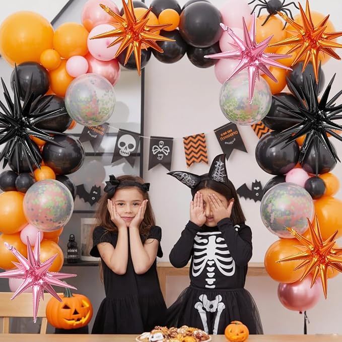 Black Orange Pink Star Balloons - Image 4