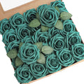 Floroom Artificial Flowers 25pcs Real Looking Dark Teal Foam Fake Roses by Floroom