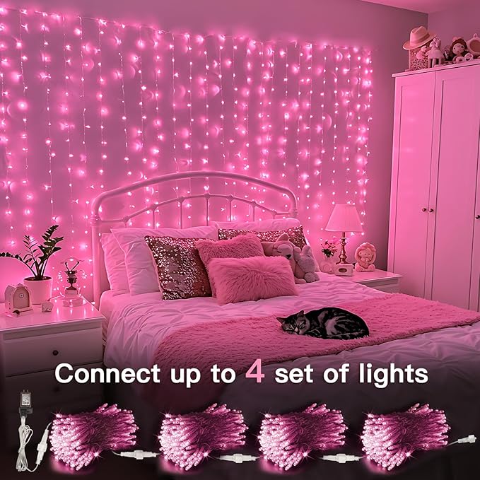 suddus Curtain Lights for Bedroom, 300 Led 9.8ft x 9.8ft Hanging String Lights - Image 3