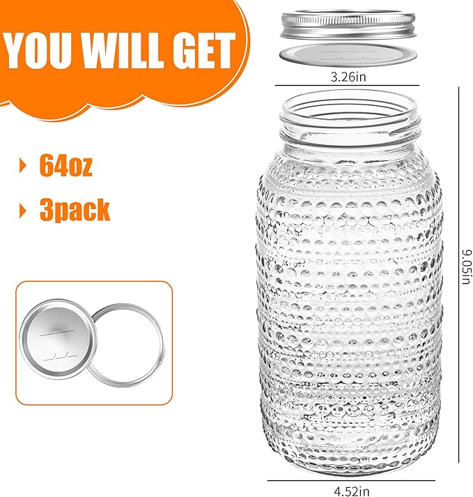Mason Jars 64 Oz Wide Mouth - Image 2