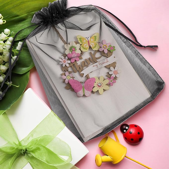 ANZNKU 100 Pack Premium Sheer Organza Bags 6x9 inches Mesh Gift Bags Drawstring - Image 4