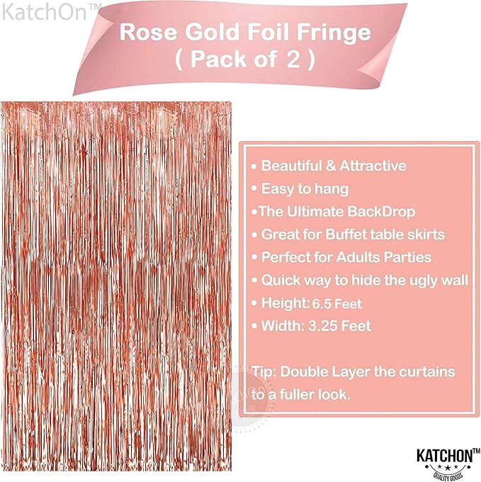 KatchOn, Rose Gold Fringe Curtain - Image 2