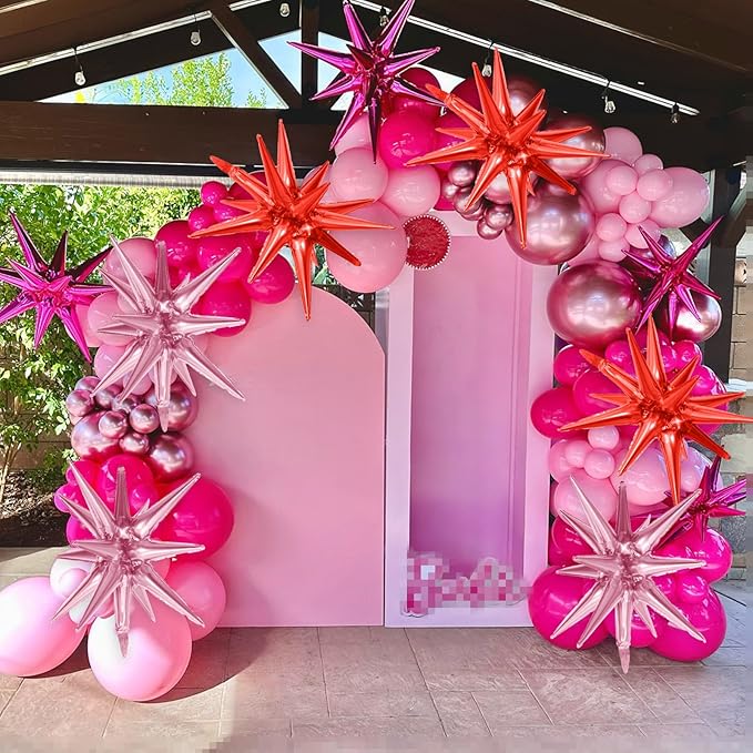 Hot Pink Red Star Balloons - Image 4