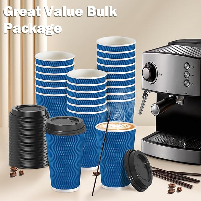 SIUQ 16 oz Coffee Cups-90 Pack Disposable Coffee Cups - Image 4