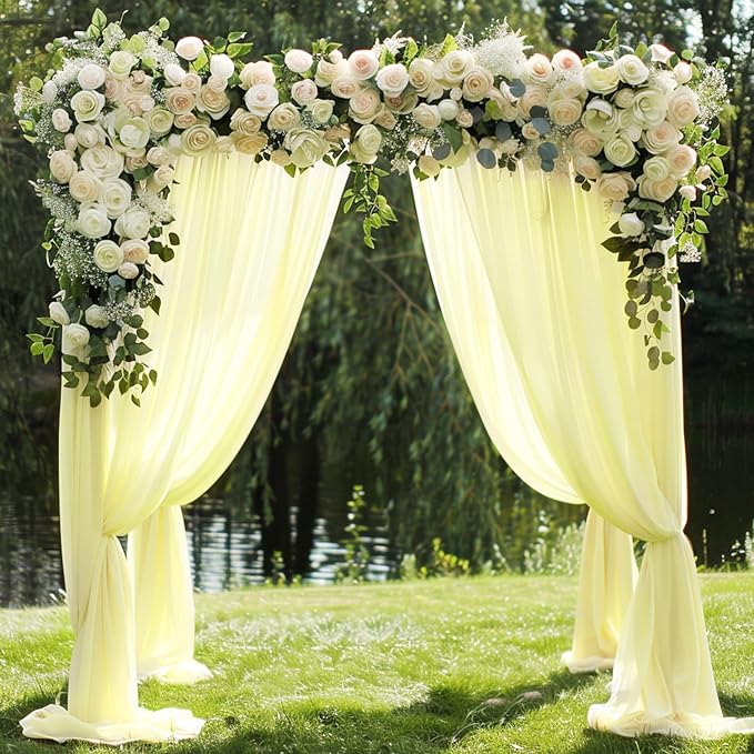 Wokceer Beige Wedding Arch Draping Fabric Backdrop 3 Panels 28.7" X 20FT Sheer - Image 5