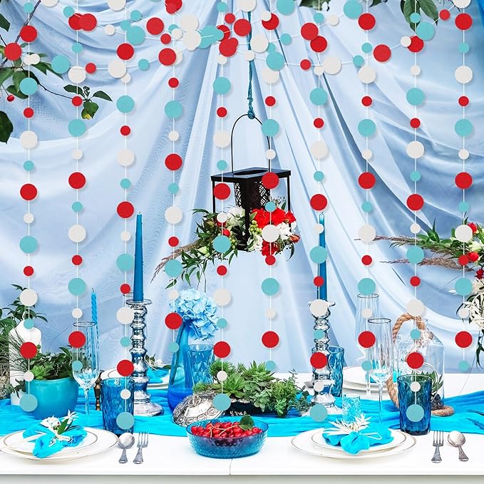 Outus 5 Pieces Colorful Dots Paper Garland Round Glitter Garland Hanging - Image 7