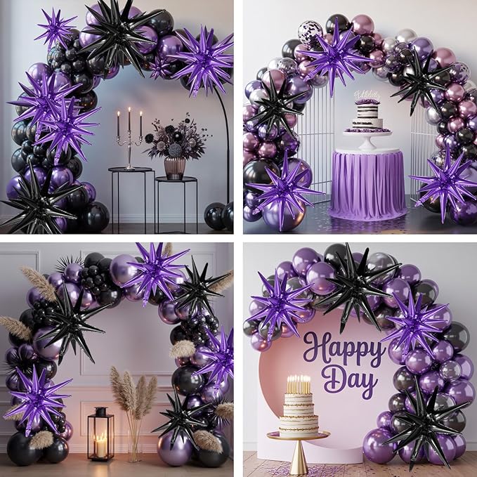 Black Purple Star Balloons - Image 7