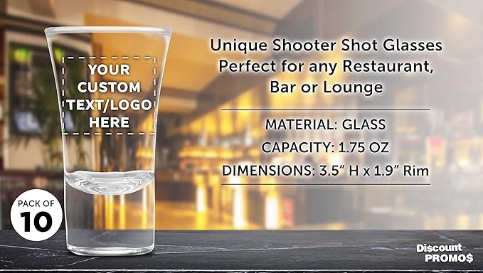 Custom 2 oz. Lord Shooter Etched Shot Glasses, 10 pack, Personalized Text - Image 4