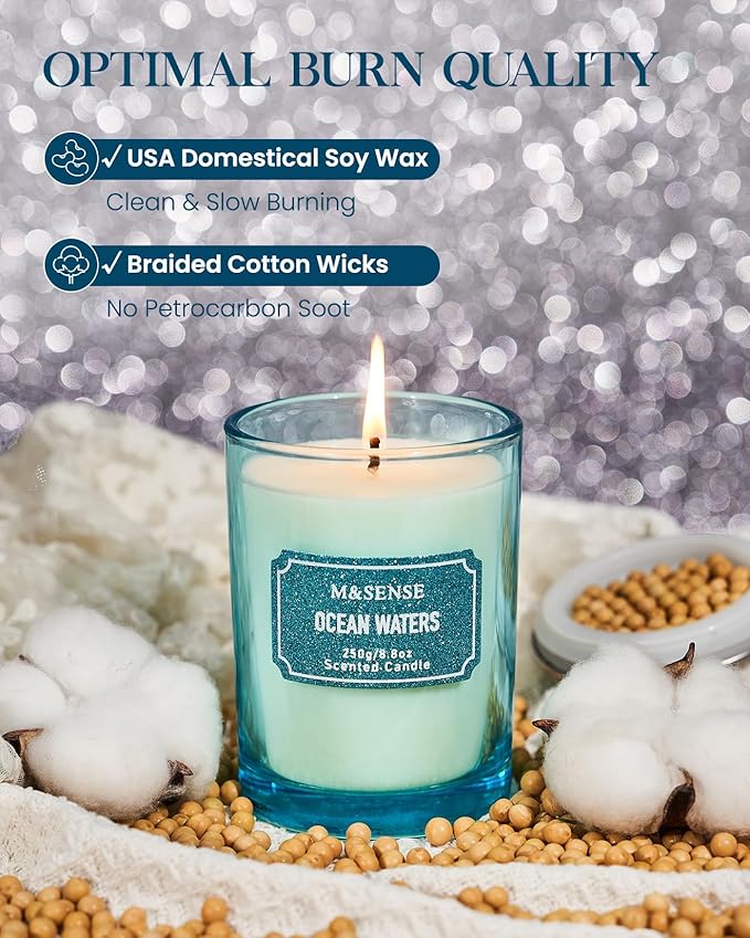 M&SENSE Ocean Scented Glitter Jar Candles, Holiday Gifts - Image 3