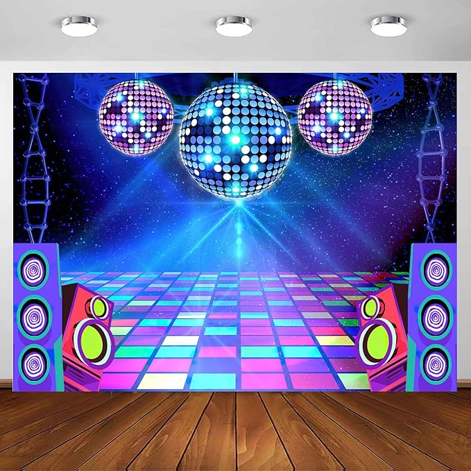 Disco Backdrop 7 x 5 ft Retro Glow Party 70s 80s 90s Theme Stage Dance by MERCHR
