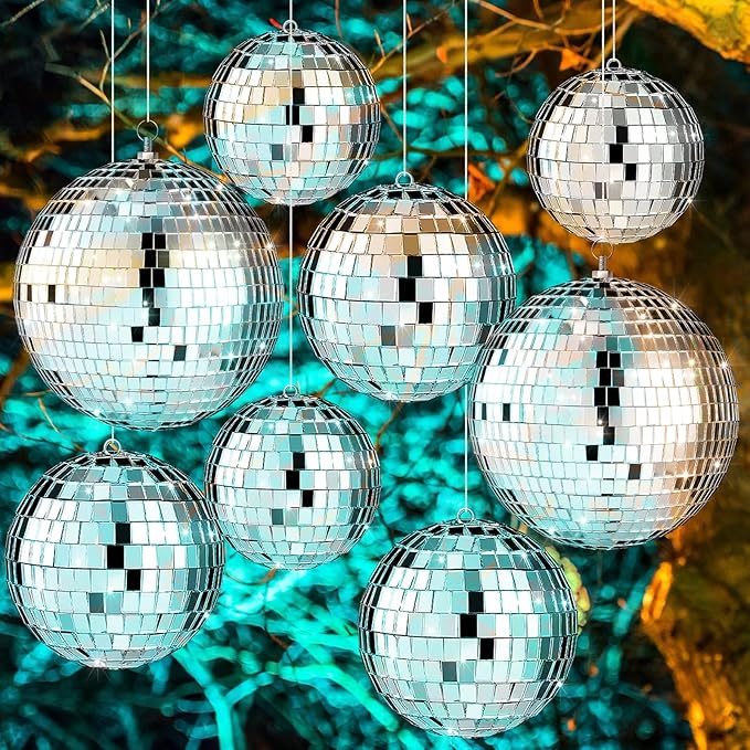Haull 8 Pcs Large Disco Ball Set Silver Mirror Disco Reflective Ball - Image 7