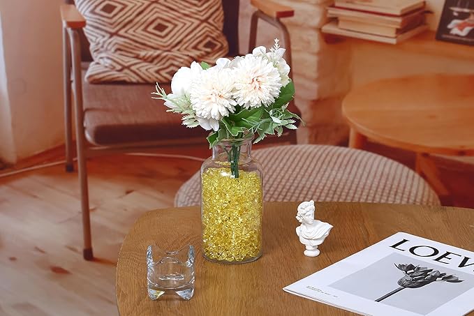 LAIDANLA 500PCS Yellow Acrylic Gems Vase Fillers Yellow Fake Ice Cubes Plastic - Image 2