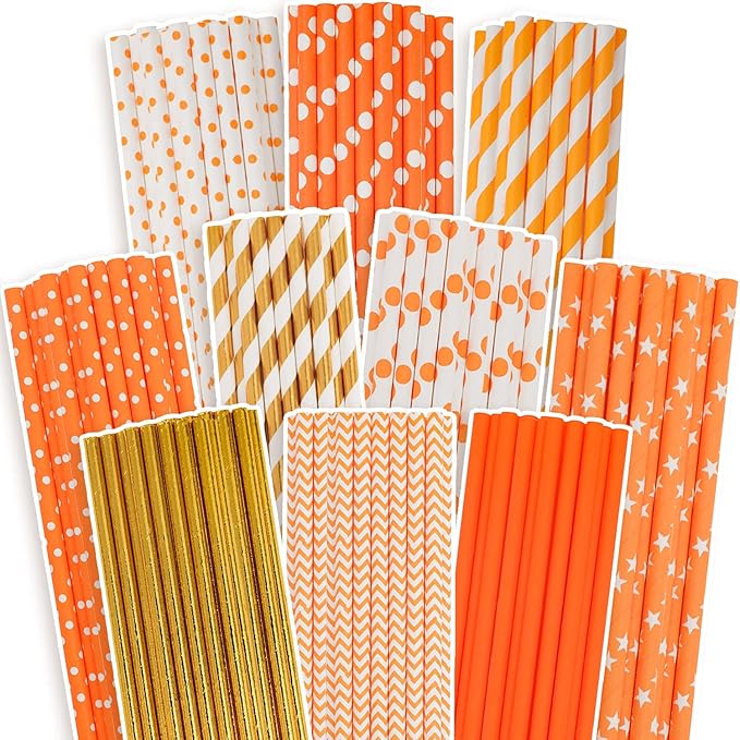 qiqee Gold Orange Disposable Straws by Qiqee