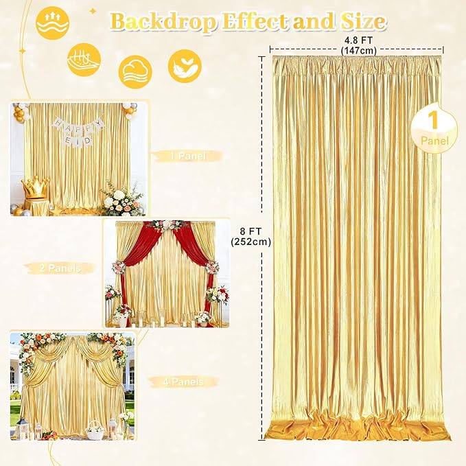 Gold Backdrop Curtains for Birthday Party: 4.8ftx8ft Sequin Background Baby - Image 7