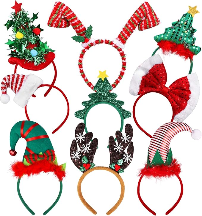 URATOT 9 Pack Creative Holiday Headbands Christmas Party Costume Headwear Elves by URATOT