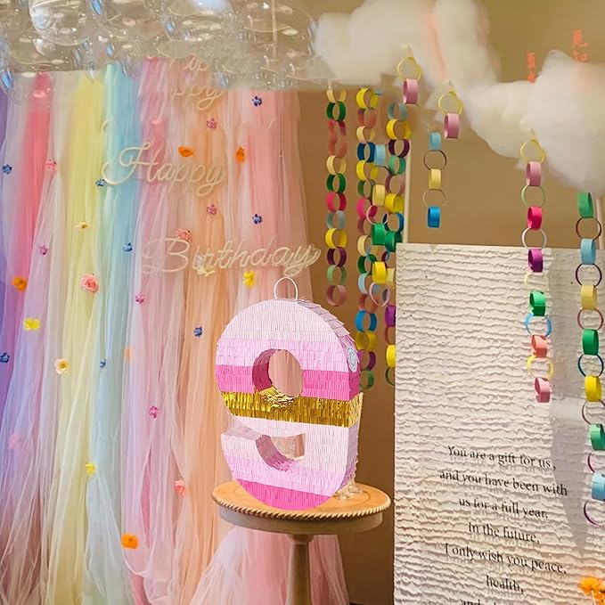 PCFING 20 Inch Number 9 Piñata Pink Gold - Image 6
