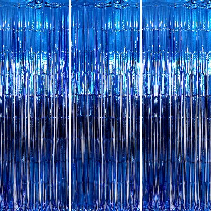GOER 3.2 ft x 9.8 ft Metallic Tinsel Foil Fringe Curtains Party Photo Backdrop by GOER