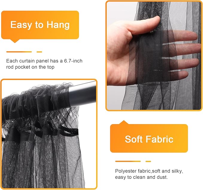 Fomcet Black Tulle Backdrop Curtains - Image 3