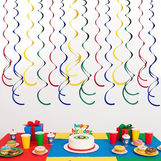 36 Pcs Super Mario Hanging Swirl Decorations Colorful Felt Swirl Streamer - Image 7