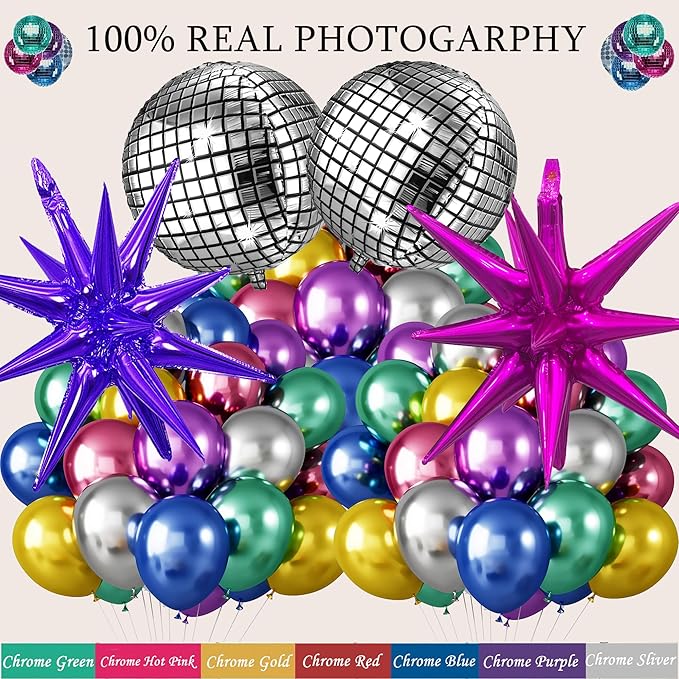 161pcs Shiny Chrome Balloon Garland Arch Kit Retro Disco Dance Party Decorations - Image 3