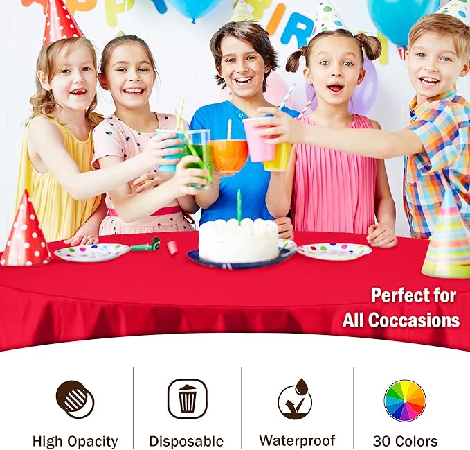 12-Pack Premium Plastic Tablecloth 84in. Round Table Cover - Image 5