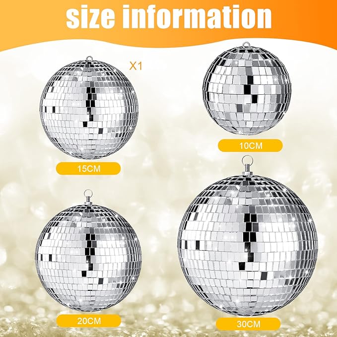 4 pack Large Disco Ball Silver Hanging Disco Balls Reflective Mirror Ball - Image 4