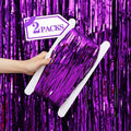 2 Pcs Purple Metallic Tinsel Foil Fringe Curtains Backdrop, 3.28 ft x 6.56 ft by VHUWE