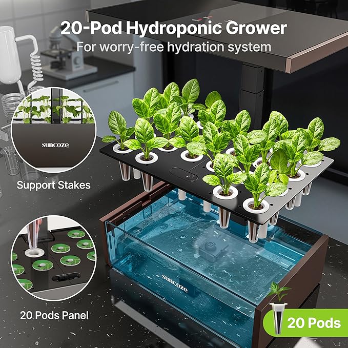 SUNCOZE Hydroponics Growing System Kit, 20 Pods Indoor Herb Garden - Image 4