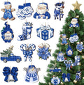 Suzile 36 Pcs Christmas Wooden Ornaments Blue Christmas Ornaments by Suzile