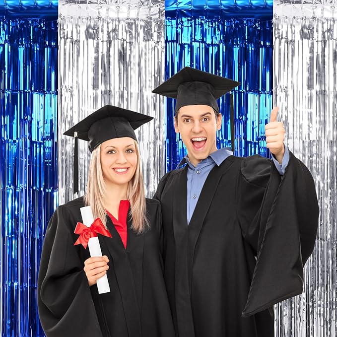 3Pack 3.3Ft x 6.6Ft Graduation Foil Fringe Curtain Backdrop Decorations - Image 2