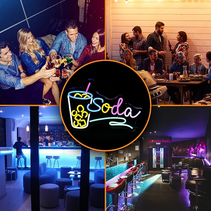 Soda Neon Sign LED Neon Light Dimmable Cocktails Neon Sign - Image 6
