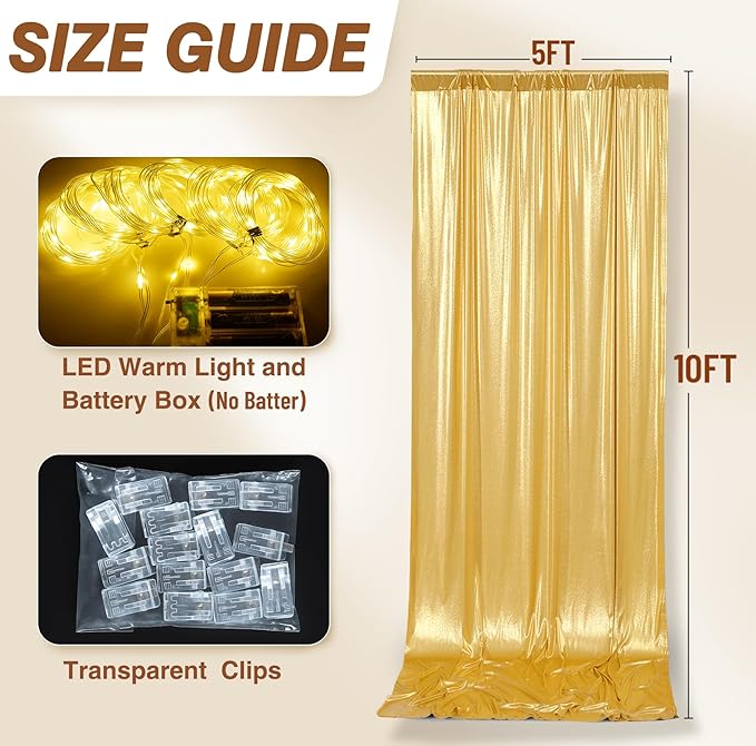 PartyVillage 20x10FT Gold Sequin Backdrop Curtain - Image 6