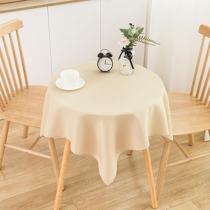 2 Pack Small Square Table Cloth 36X36 Inch Beige Washable Fabric Tablecloth - Image 2